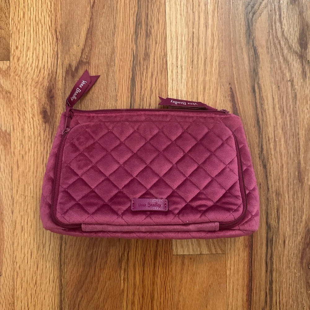 Vera Bradley Quilted Cosmetic Makeup Bag – Fuchsia Pink with Paisley Interior